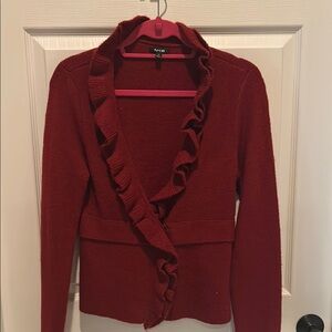 Apt. 9 Red Ruffled Cardigan Sweater